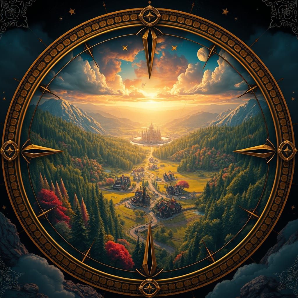 Enchanted Realm within a Majestic Compass