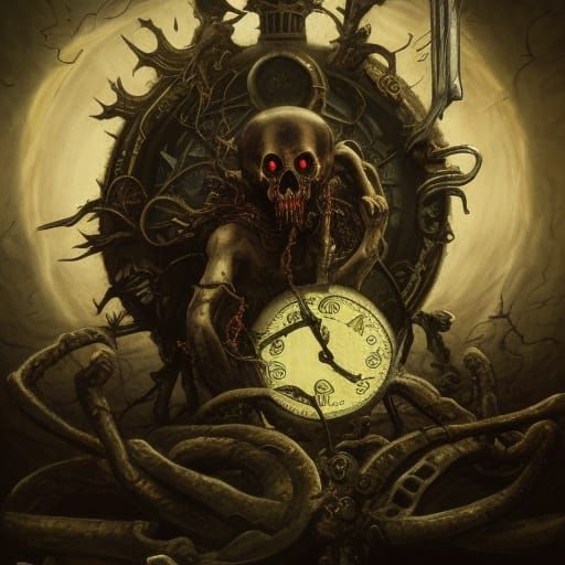 Horrifying Guardian of Time with Hourglass Weapon