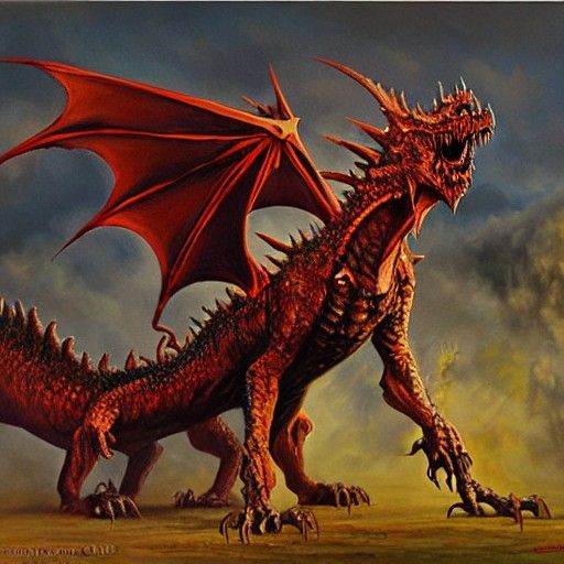 Zombie Dragon in Oil Painting Style