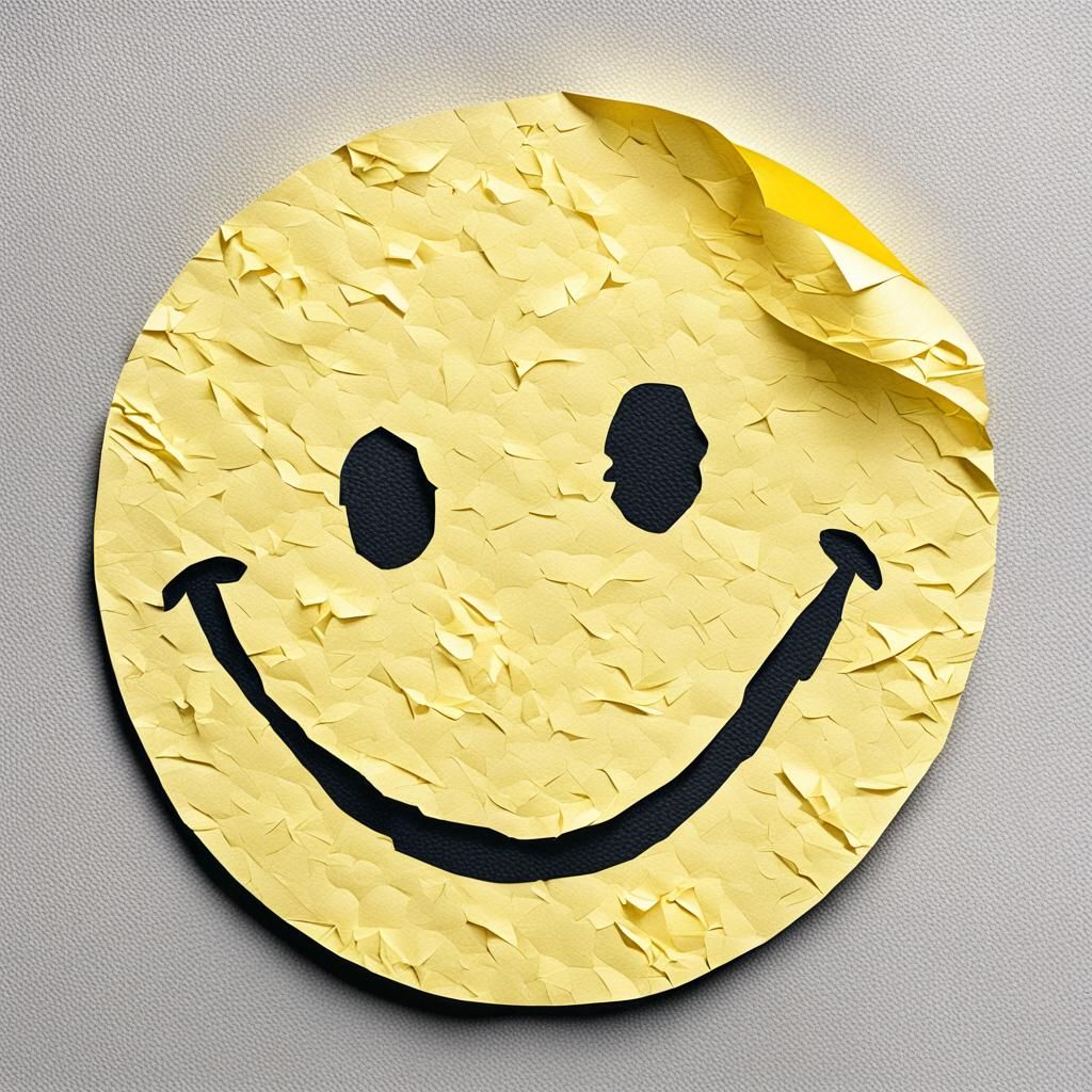 Hand Drawn Smiley Face on Yellow Paper