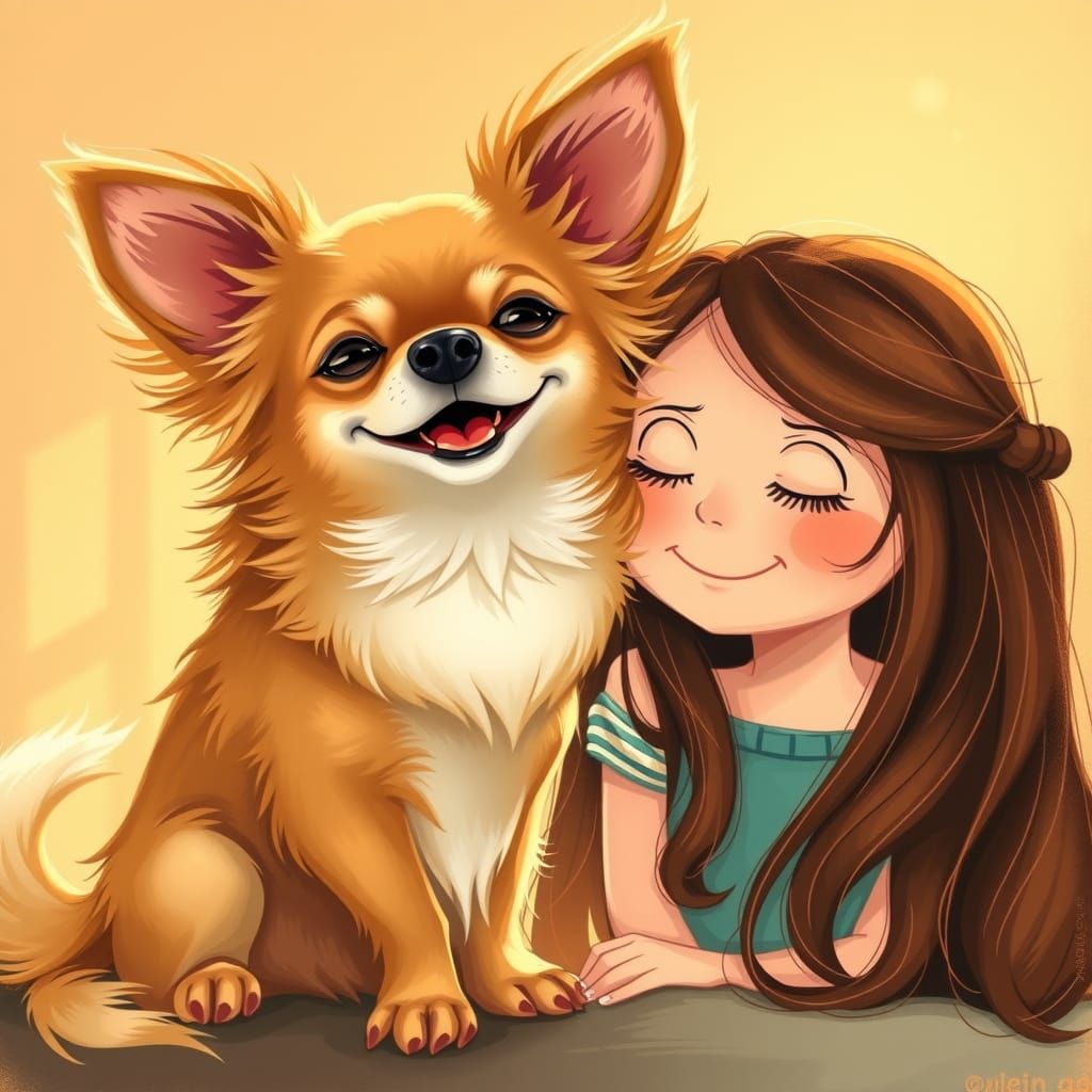 Chihuahua and Owner Portrait in Dreamy Style