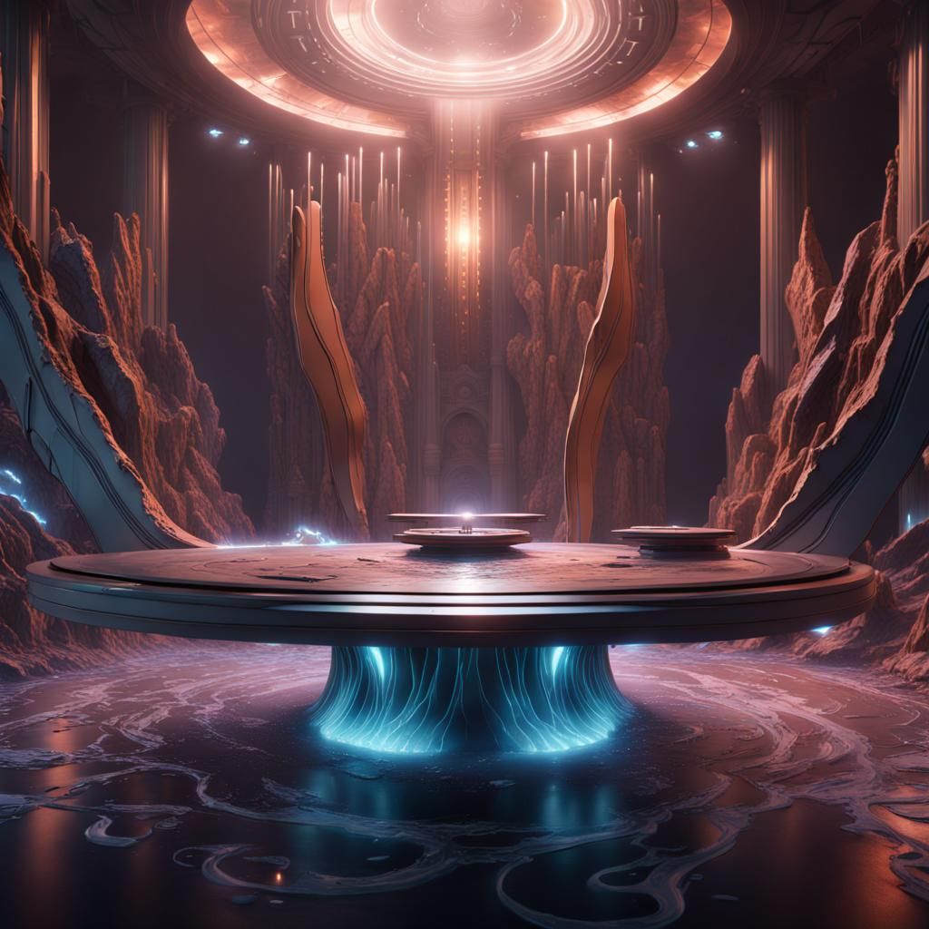 Futuristic Wave Table Mixing in Detailed Digital Art