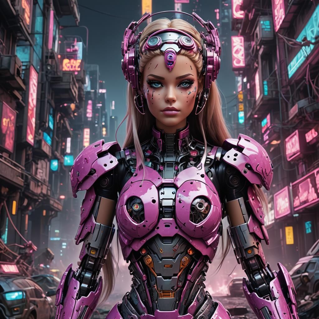 Cyborg Barbie: Detailed Matte Painting in Deep Color