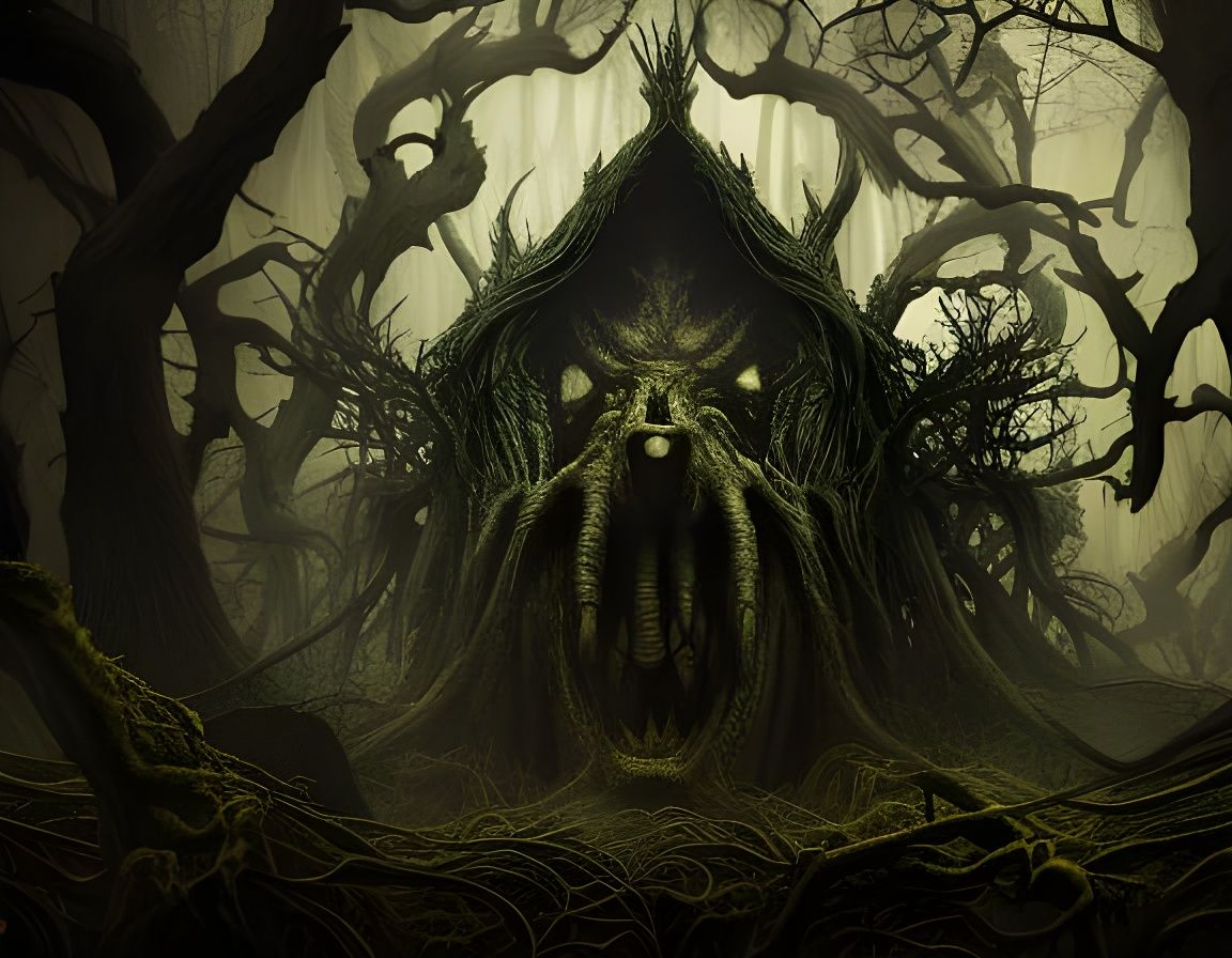 Terrifying Banshee in Dark Forest: Detailed Polychromatic Ar...