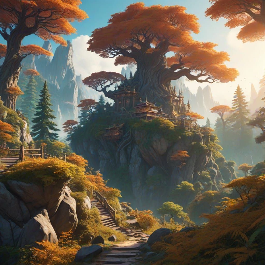 Confident Shonen Protagonist in Vibrant Fantasy World