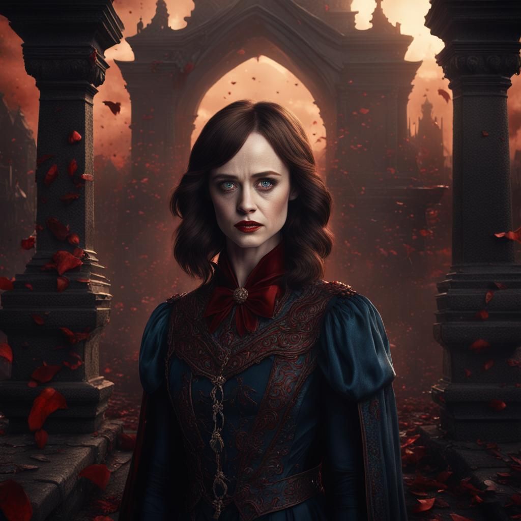 Female Vampire in Detailed Matte Painting Style