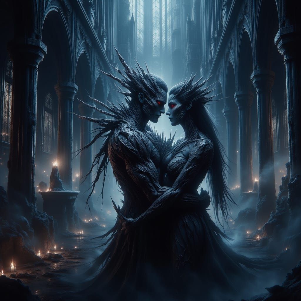 Forbidden Love: Darkness Embraces a Demon Witch