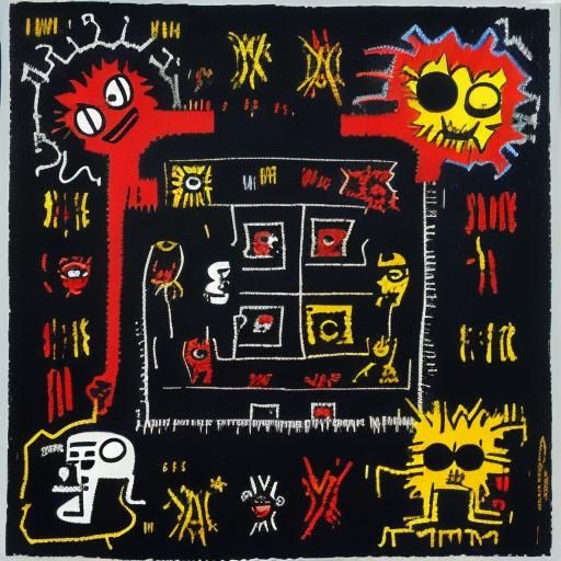 Pac-Man in Basquiat, Dali, and Haring Style