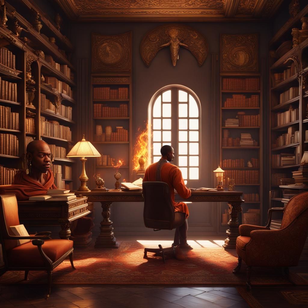 Elegant Feng Shui Office with Nubian Reader