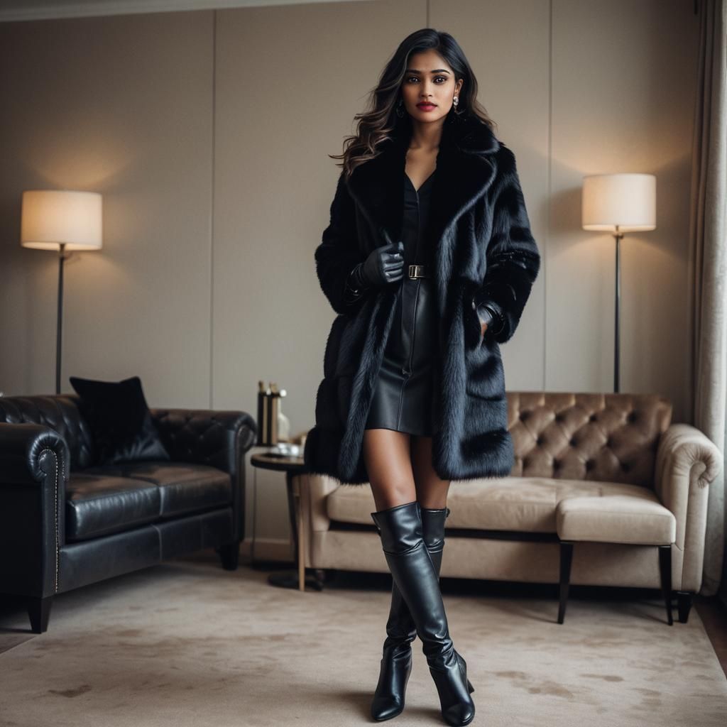 Elegant Woman in Fur Coat: Luxurious Portrait Photography