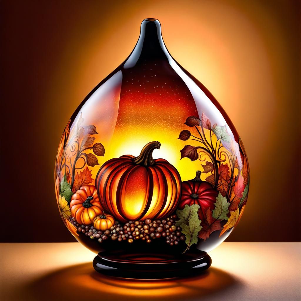 Thanksgiving Etching on Glass Gourd