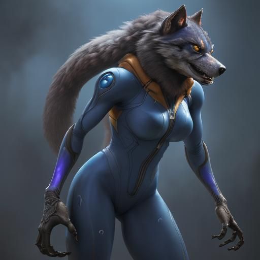 Samus Aran as a Werewolf in Zero Suit