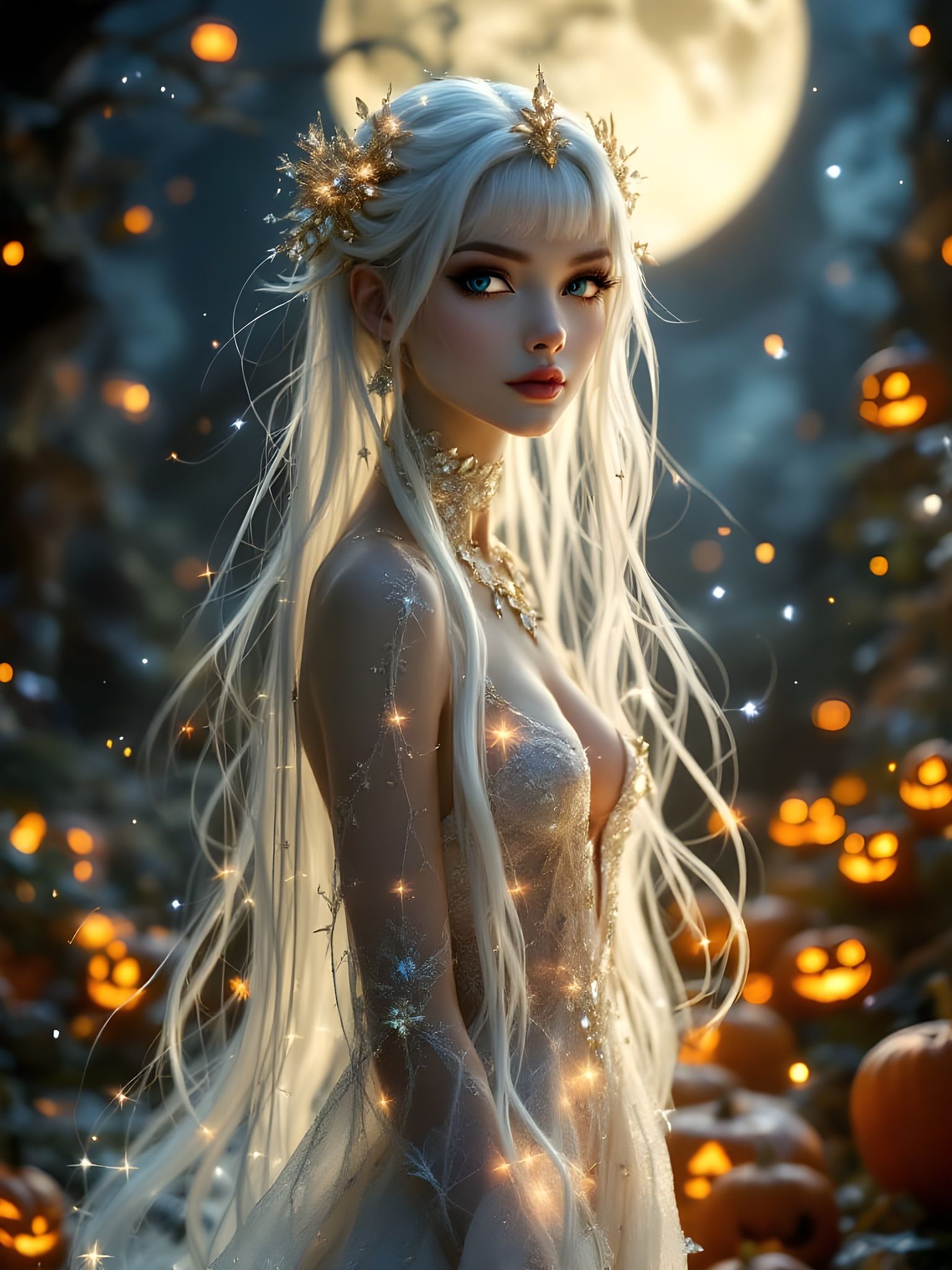 Halloween Goddess Luna Melodica in Anime Style