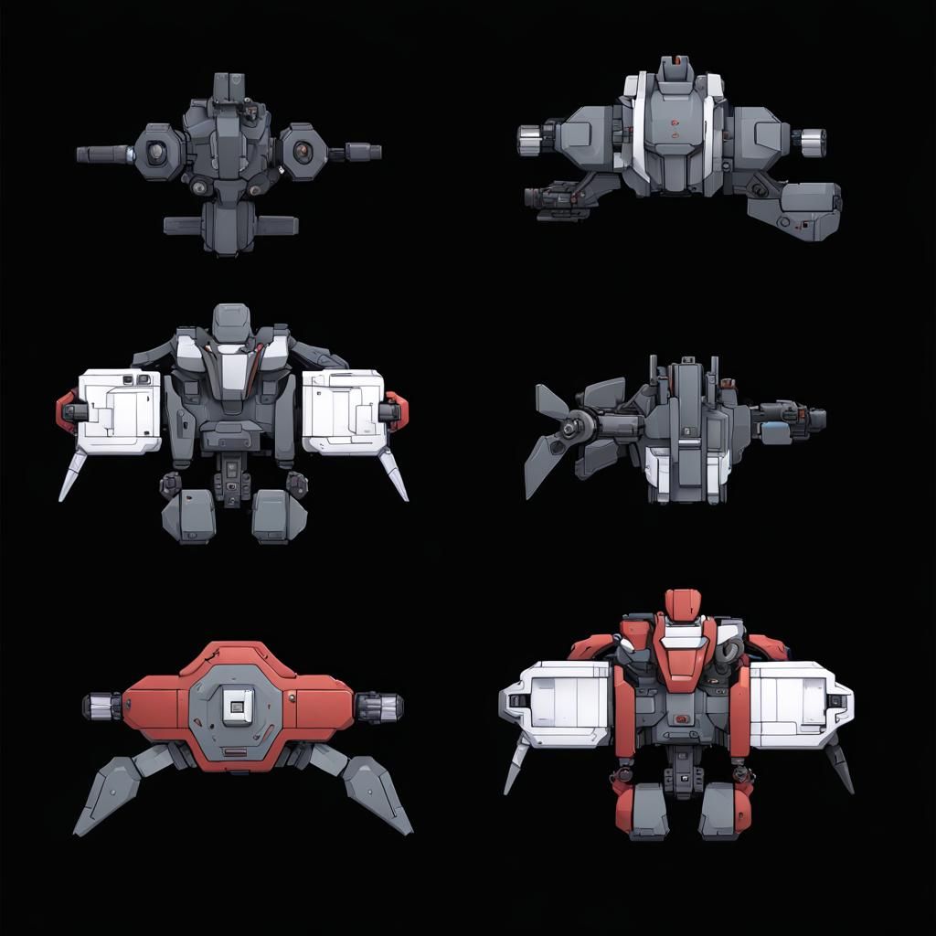 Sci-Fi Combat Robot Game Asset Sheet