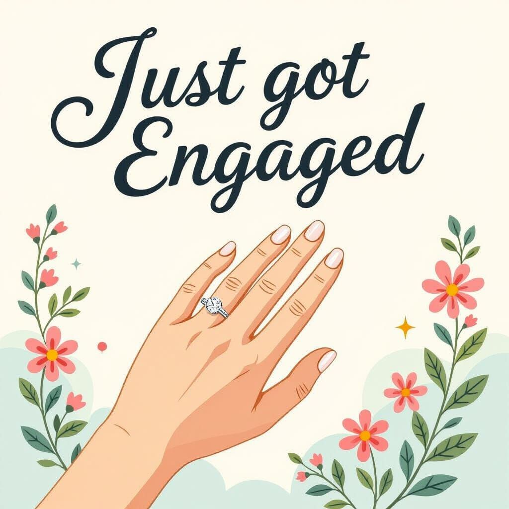 Sparkling Engagement Ring & "Just Got Engaged" Script