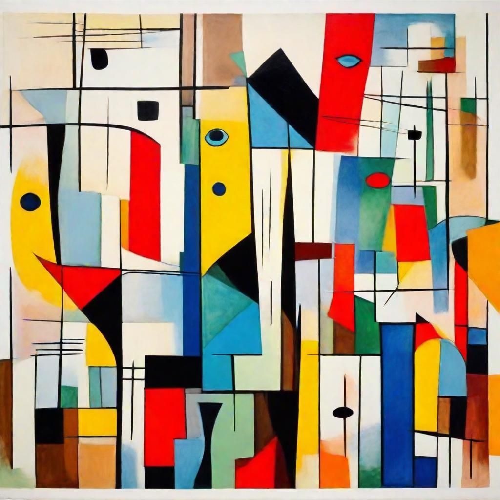 Cubist Cat in Pop Art Style with Bold Forms