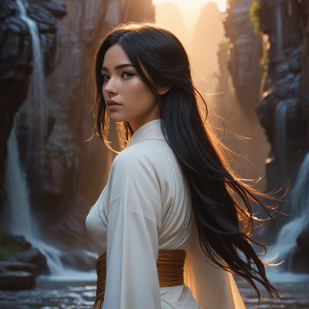 Surreal Anime Nun Warrior Embodies Spiritual Energy and Mart...