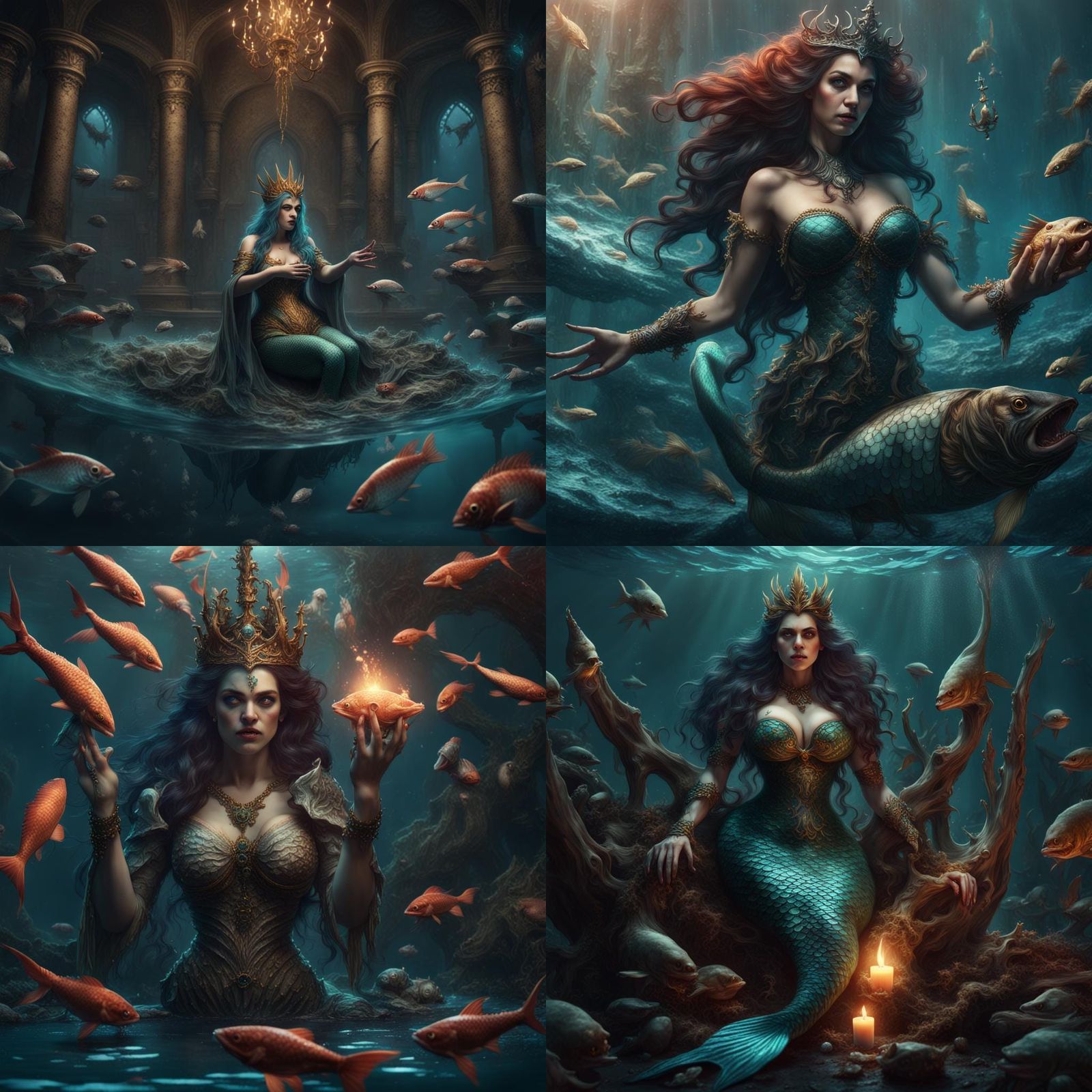 Evil Mermaid Queen Summons Dead Fish