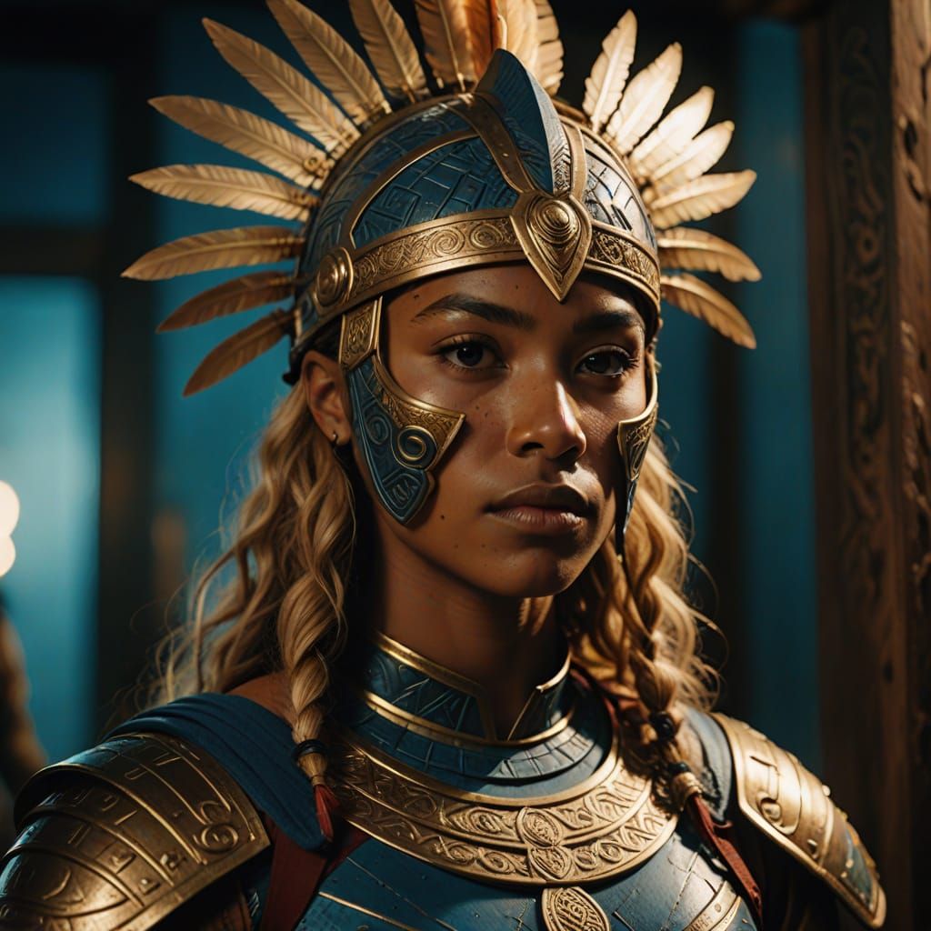 South African Amazon Warrior in Hyperrealistic Film Still