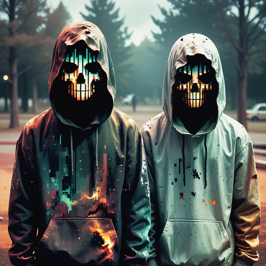 Glitchcore Portrait of Odd Specters with Horror Elements