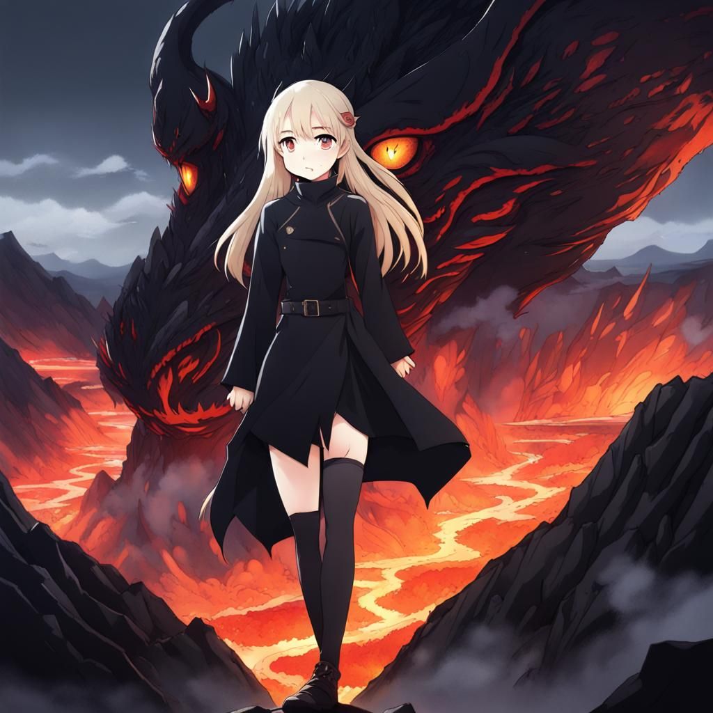 Dragon Girl in Volcano: Anime Key Visual Art