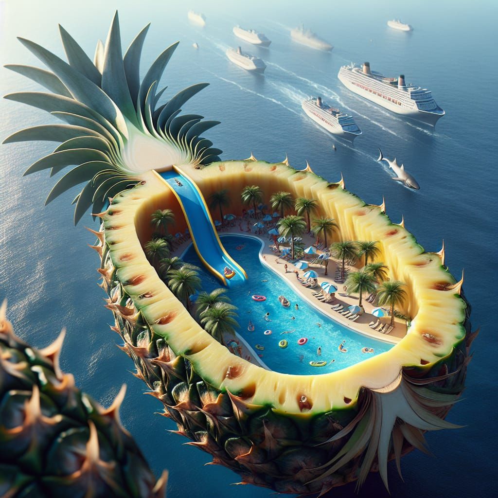 Pineapple Leisure Pool: A Photorealistic AI Creation