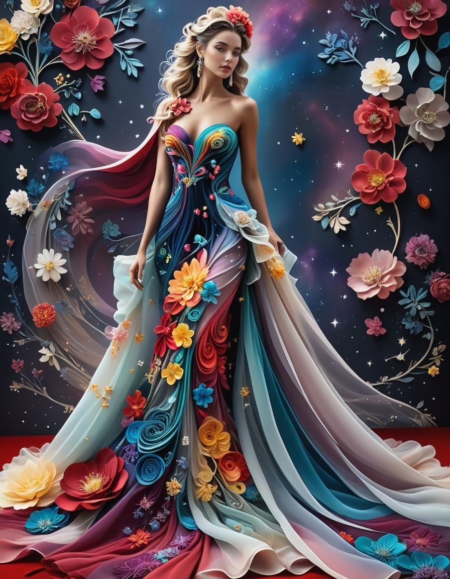 Goddess in Haute Couture Dress on Red Carpet