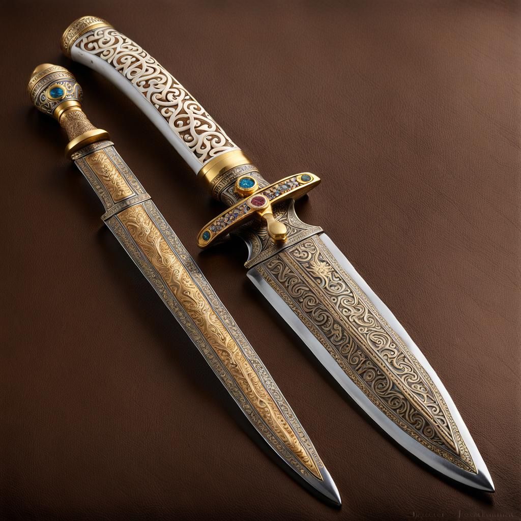 Ornate Persian Khanjar Dagger with Jeweled Handle
