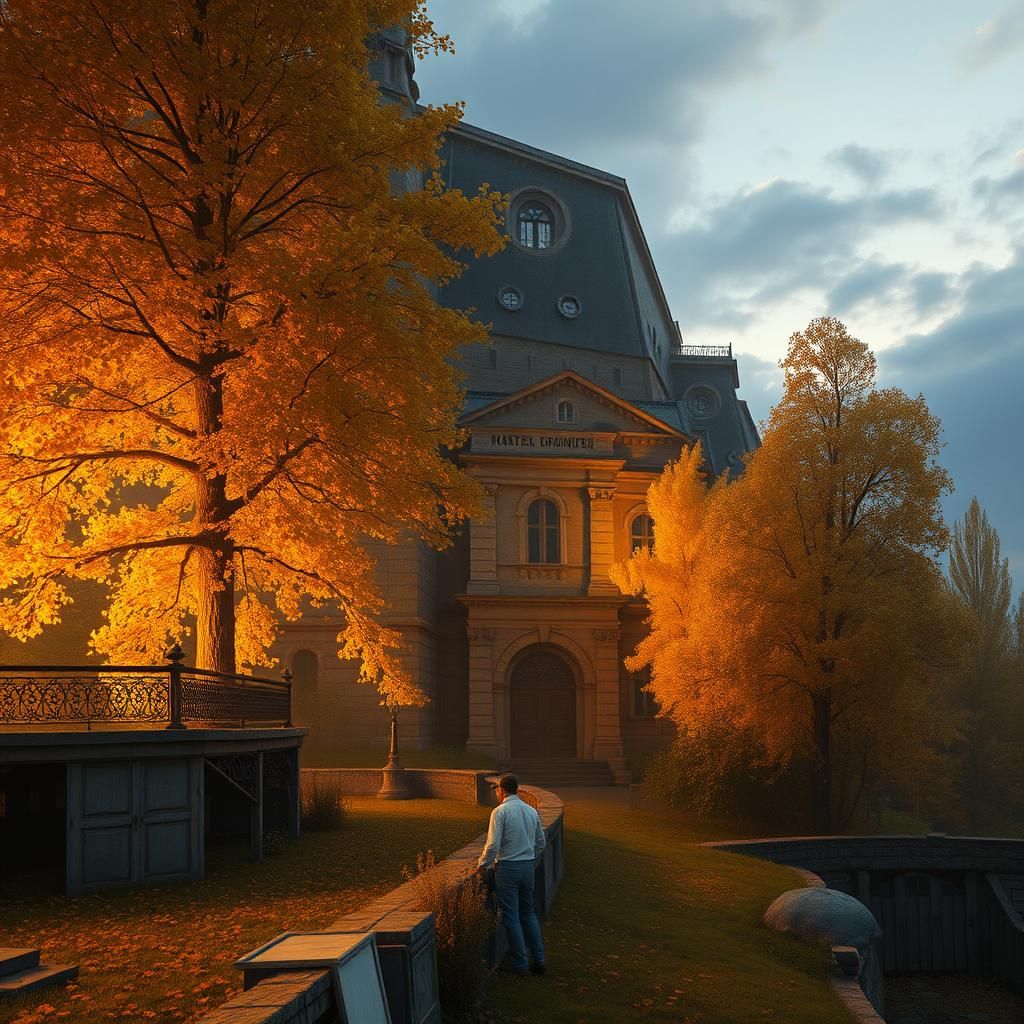 Golden Hour Landscape Painting in Klimt-Monet Style