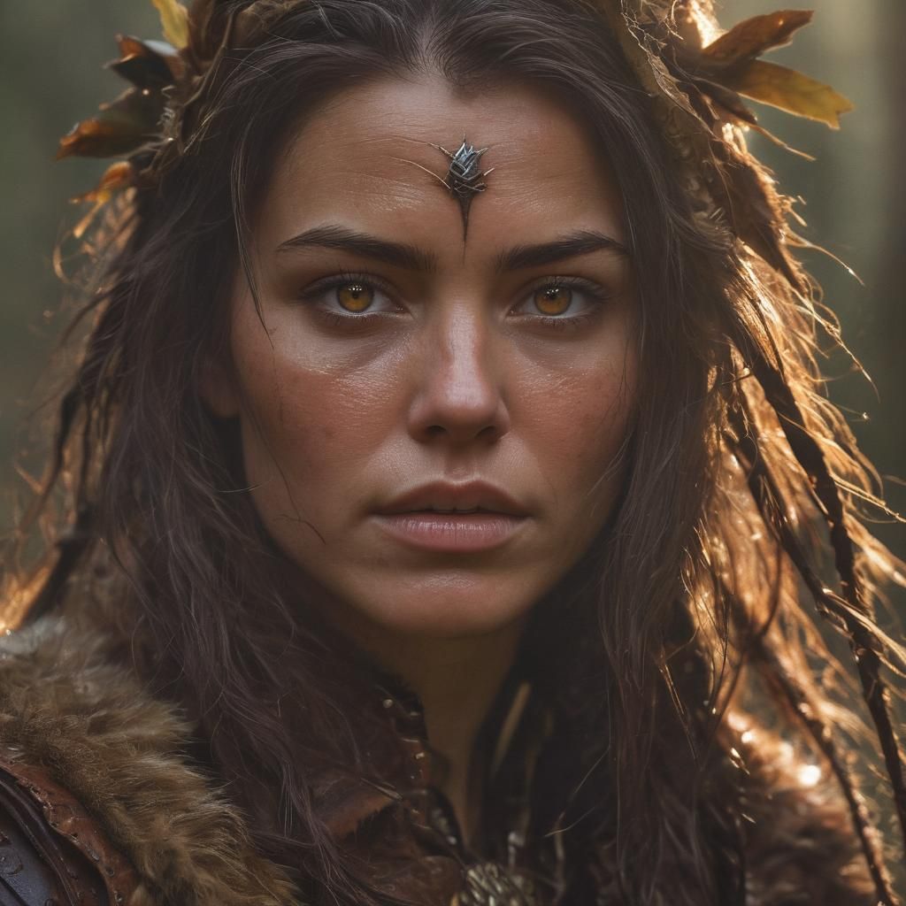 Mystic Forest Warrior-Sorceress Portrait in Fantasy Style