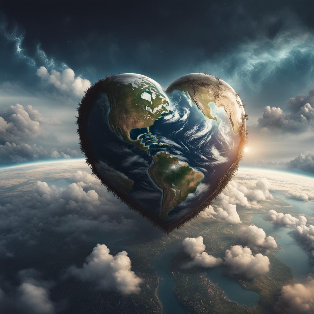 Heart Surrounding Earth: Epic Digital Matte Painting
