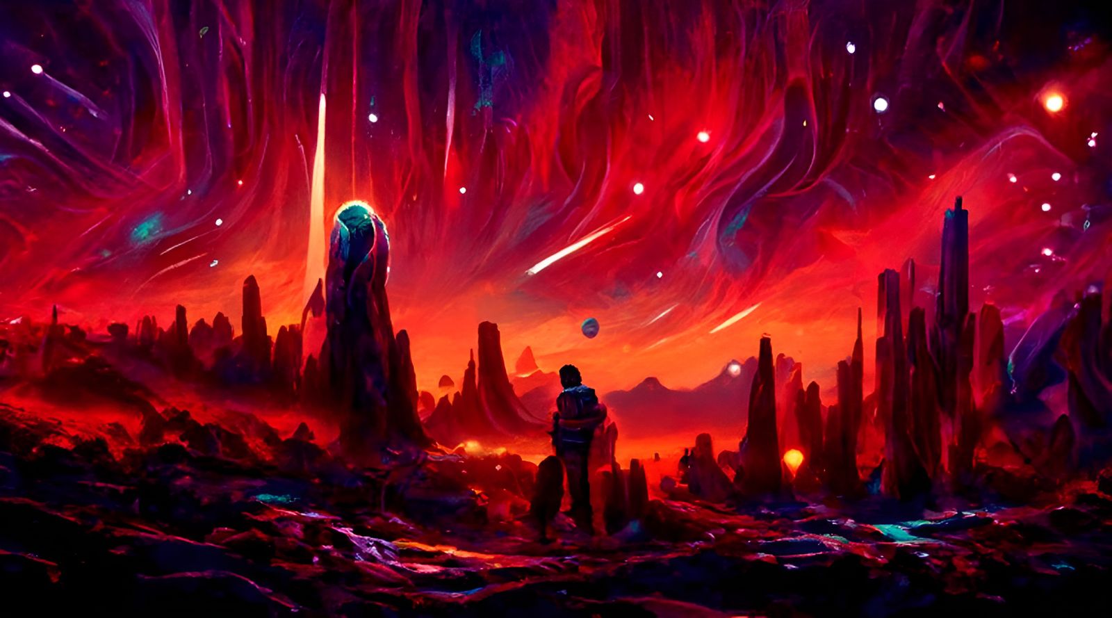 Cosmic Crystal Landscape by Dan Mumford: Dreamlike Painting