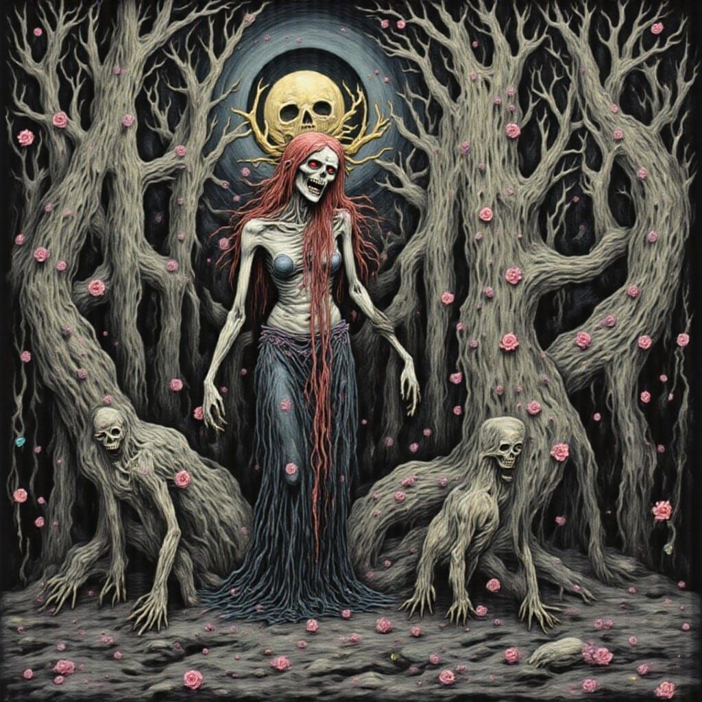 Gypsy Fortune Teller Dancing Under Stars, Oil Painting