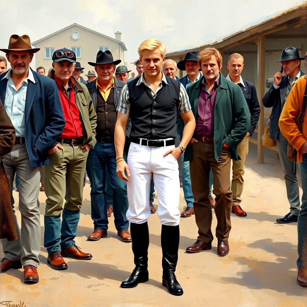 Equestrian Elegance: Man in Jodhpurs, Impressionist Style