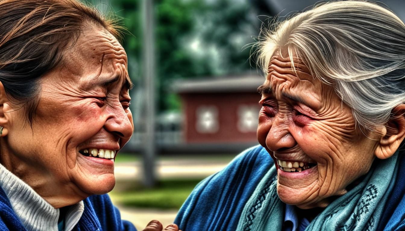 Touching Image of Smiling Woman Comforting Crying Nephew