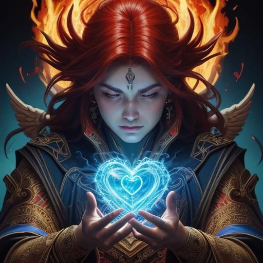 Fiery Phoenix Tarot Card Portrait in Artgerm Style