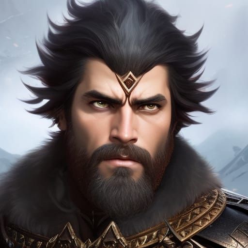 Barbarian War Chief Portrait in Hyperdetailed Style