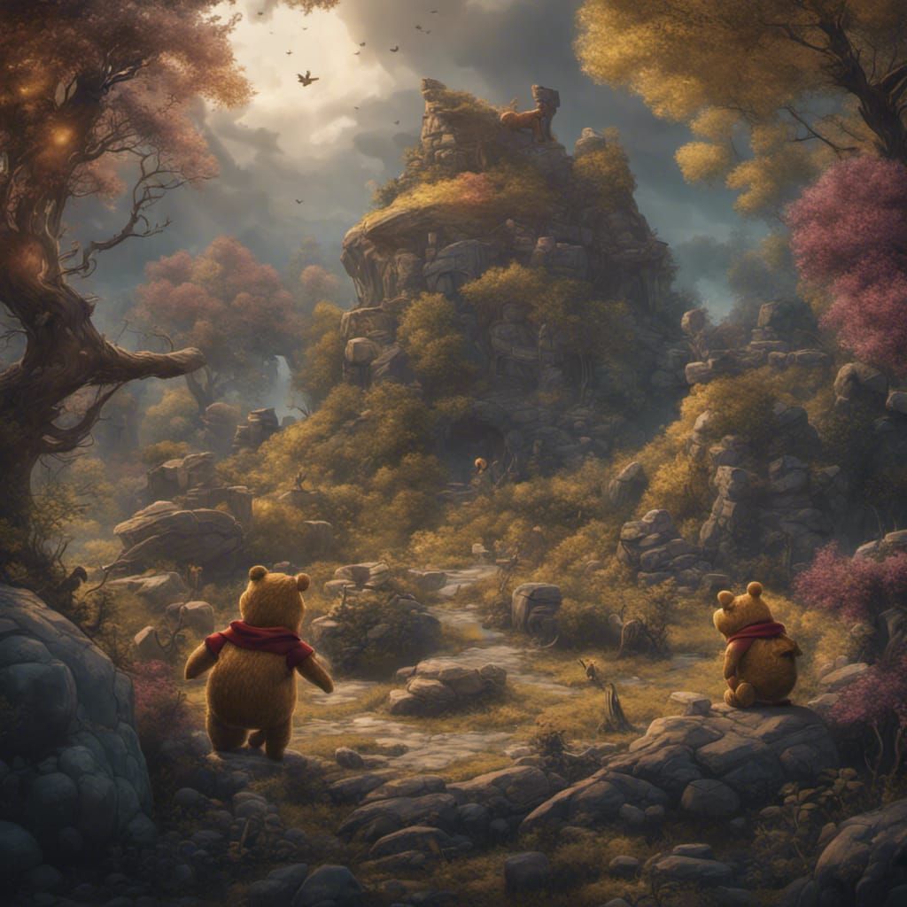 Menacing Winnie the Pooh: Detailed Matte Painting