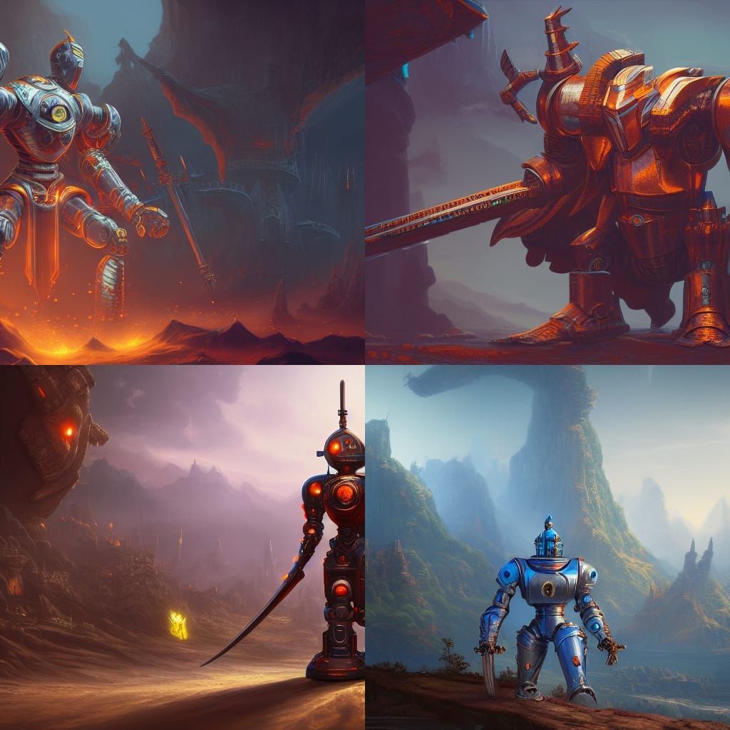 Fantastical Robot Knight Concept Art in Deep Color