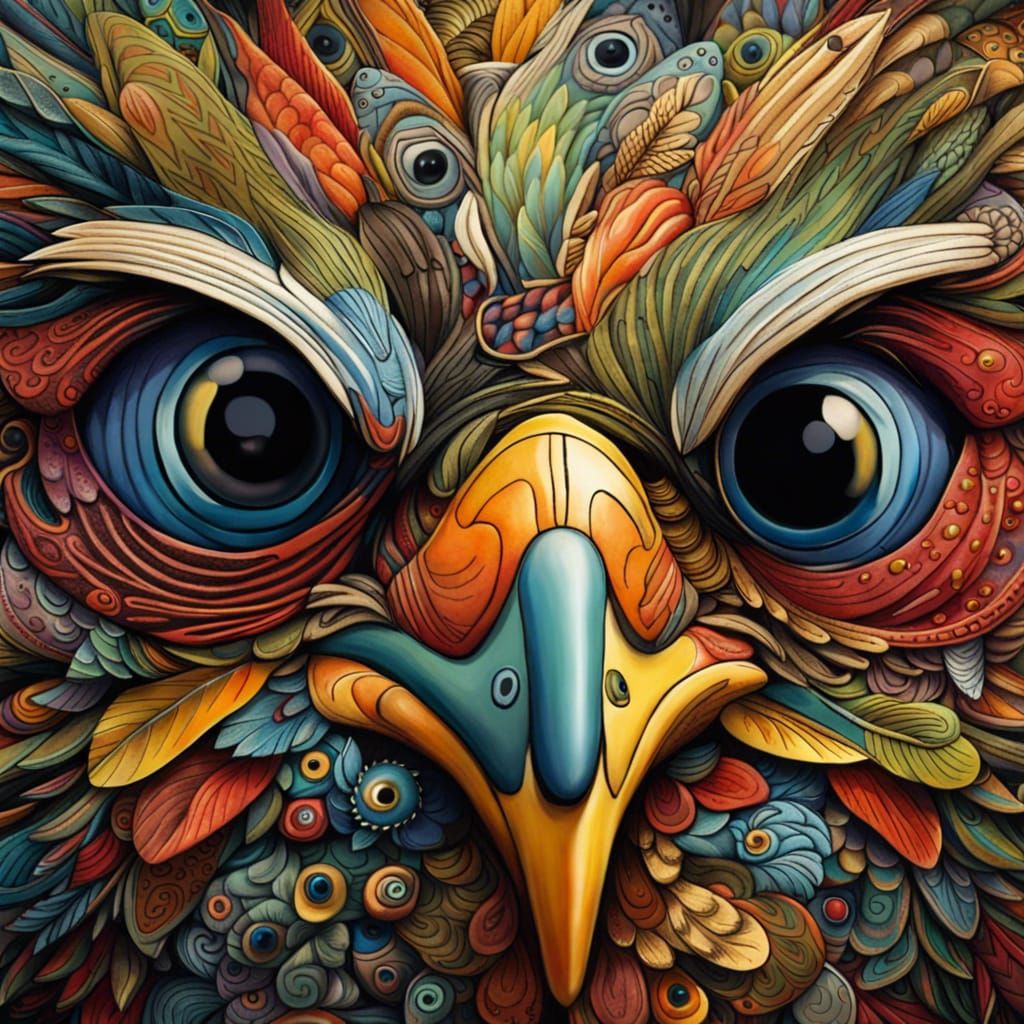 Surreal Bird Portrait in Gritty Realistic Style
