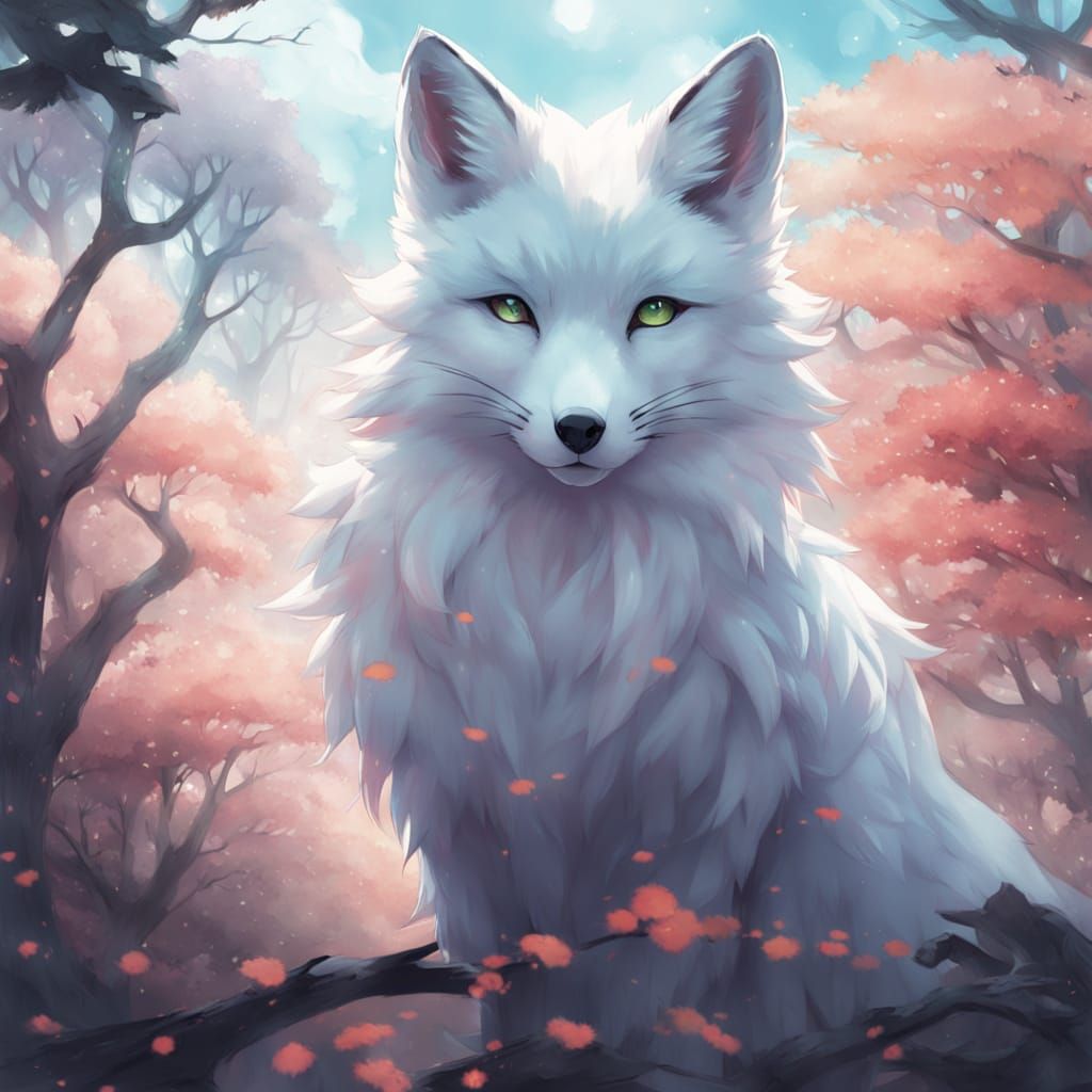 Whimsical Anime Fox in Enchanted Forest