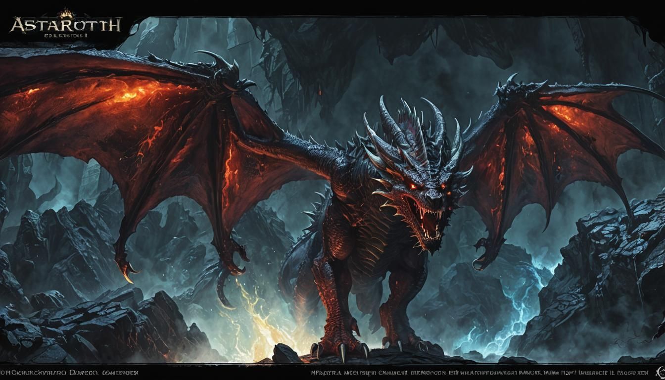 Red Dragon Roaring Fire in Dark Fantasy Art