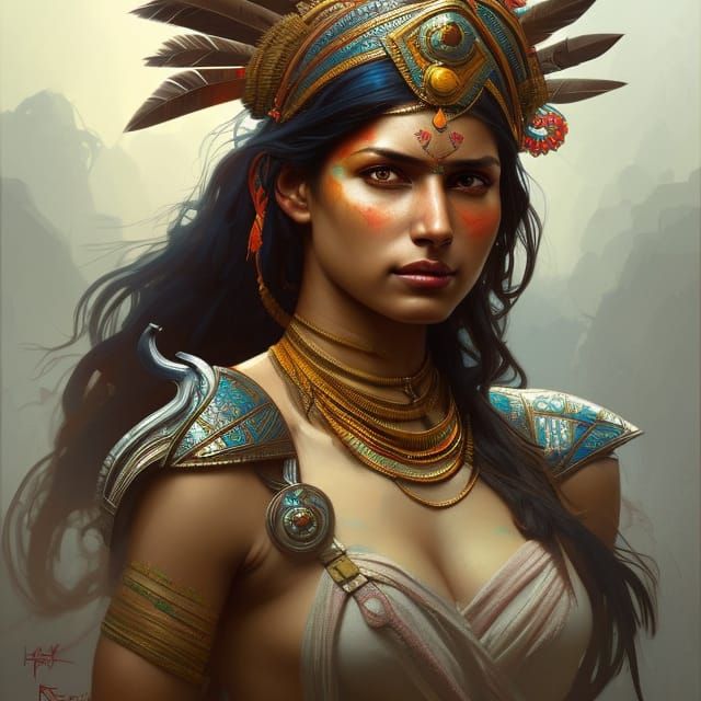 Detailed Portrait of Indian Warrior Princess