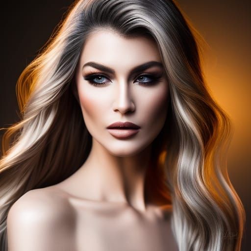 Platinum Blonde Woman Portrait in Hyperrealistic Splash Art