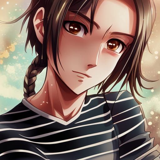 Brunette Girl Smiling in Anime Style