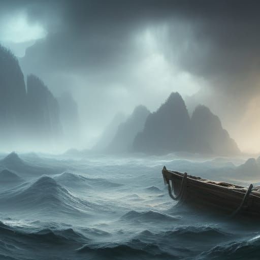 Dark Mist at Sea: Detailed Matte Painting