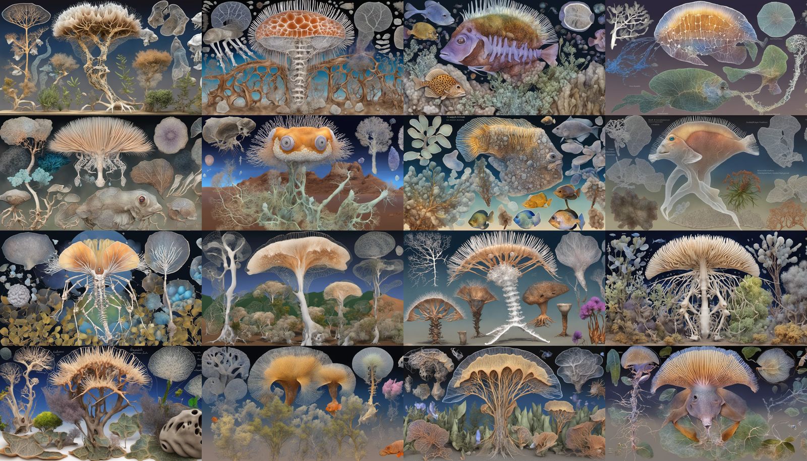 Complex Zentangle of Nature, Geometry and Marine Life