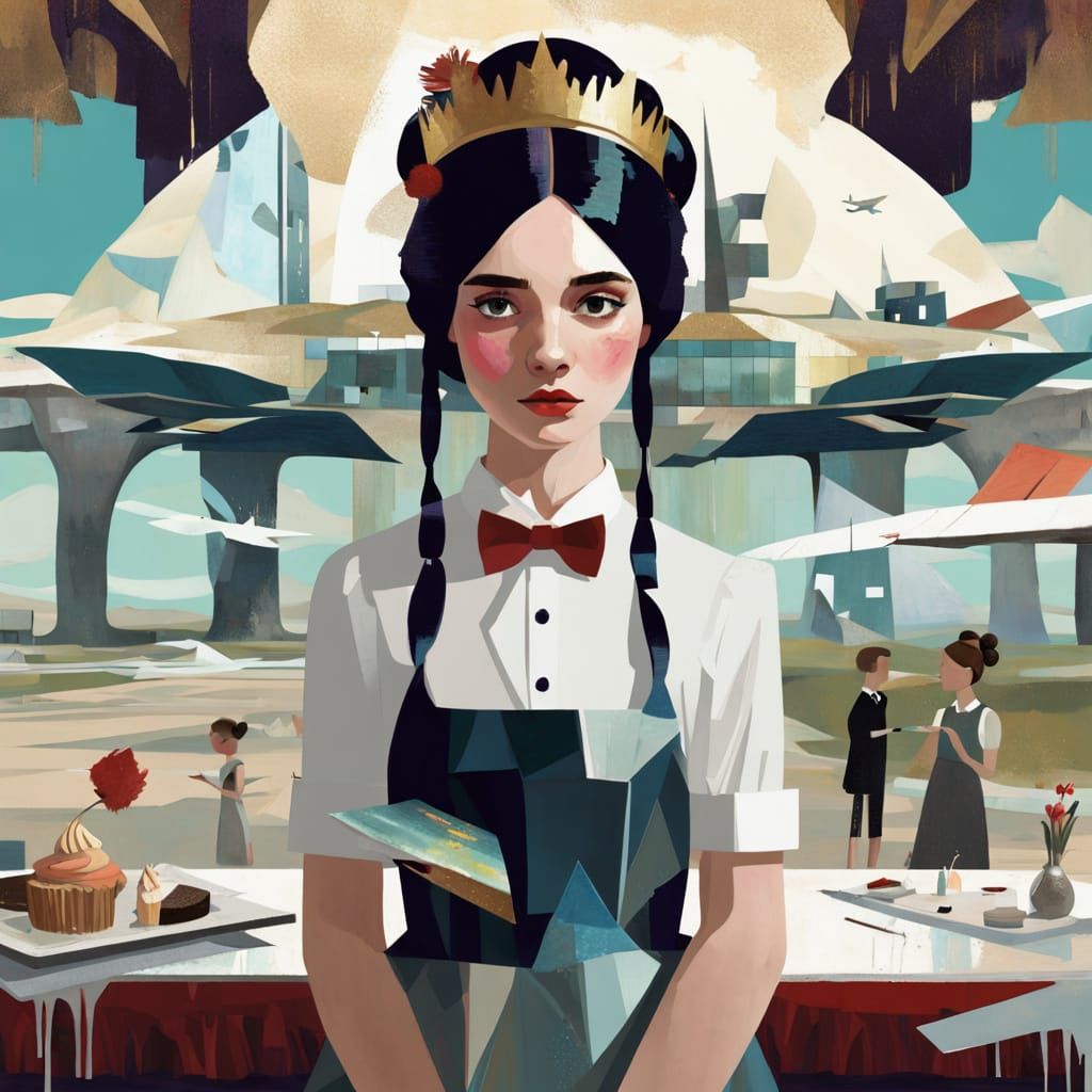 Princess Waitress in Distorted Storybook Architecture
