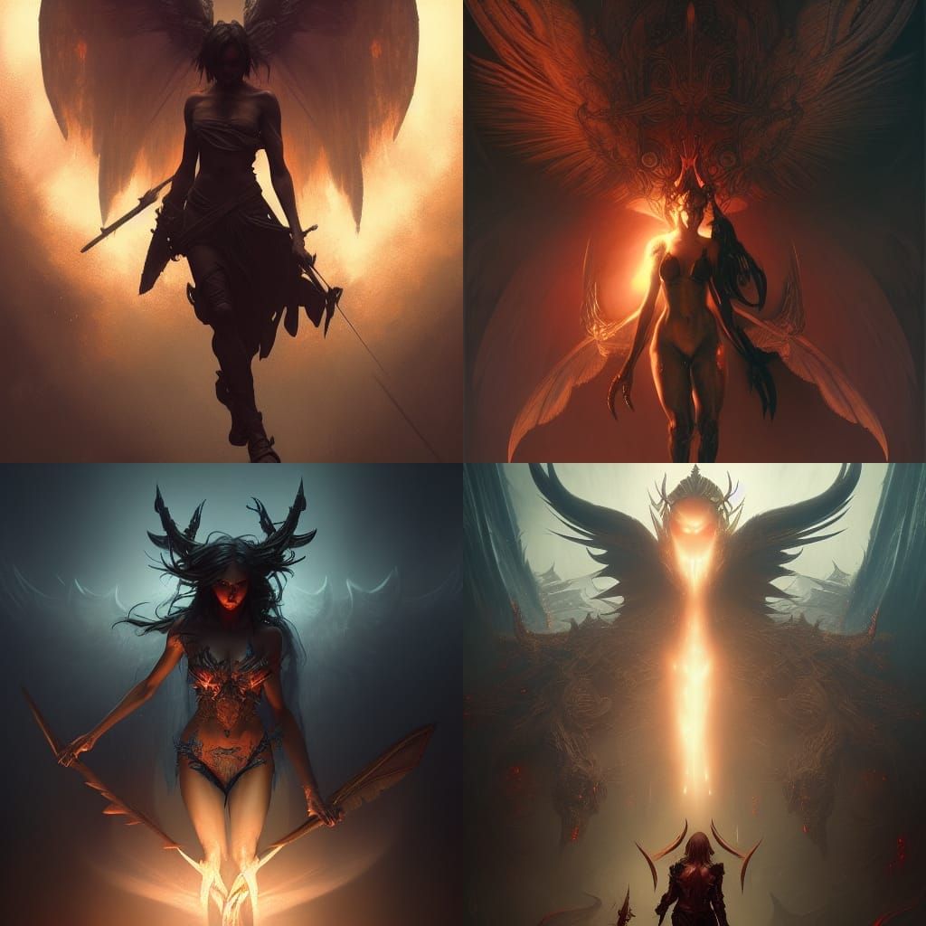 Epic Angel vs Devil Fight in Dark Fantasy Style