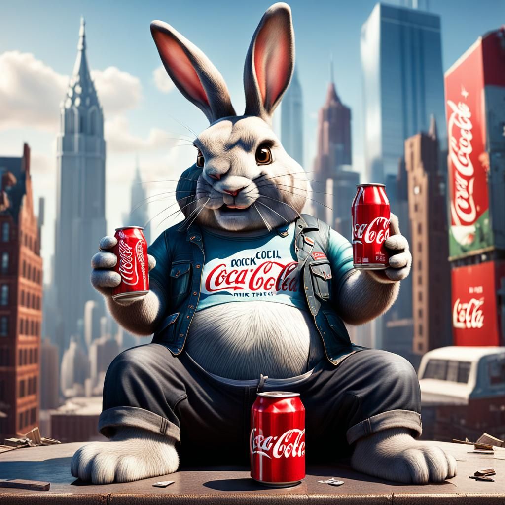 Surreal Rock 'n' Roll Bunny in Cola City